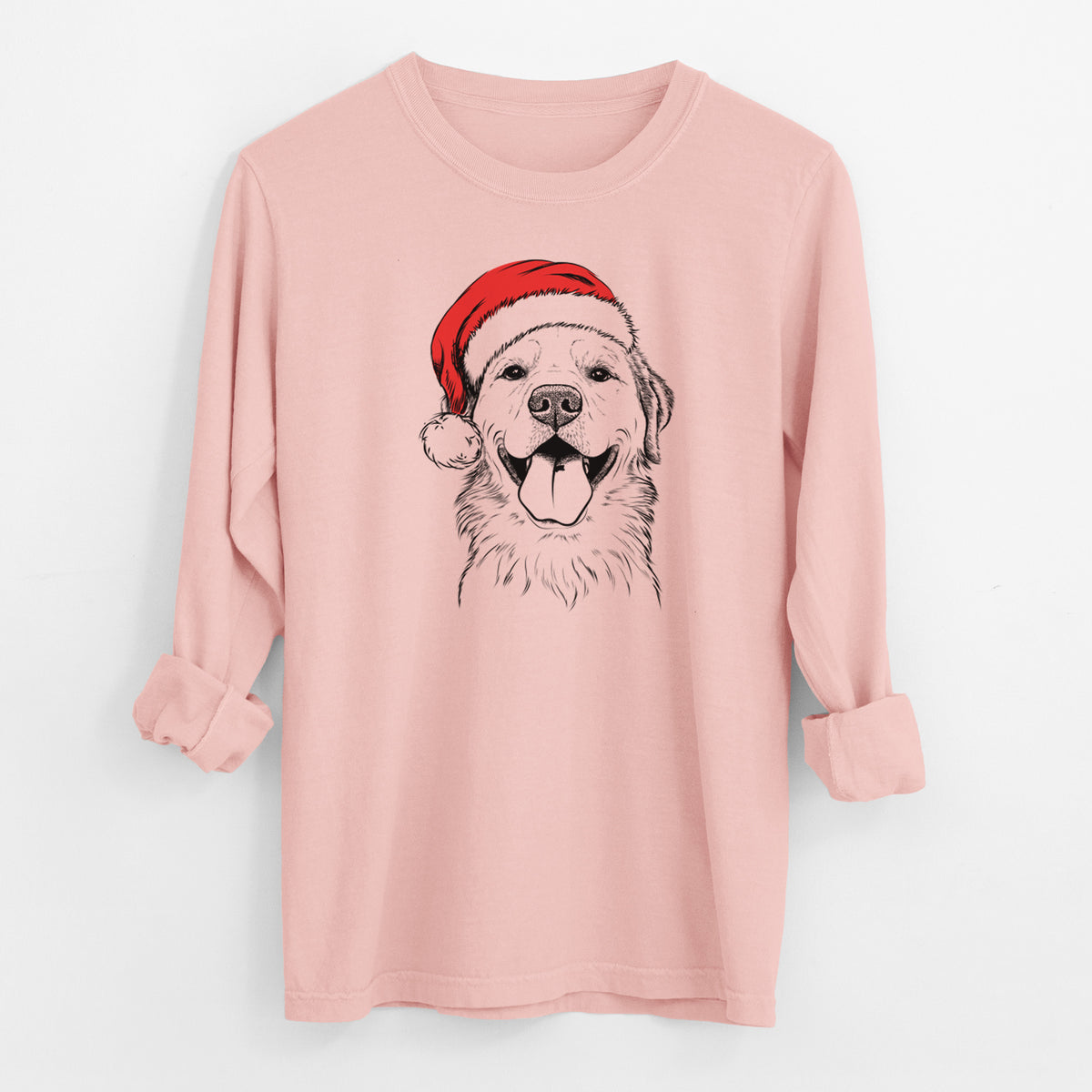 Santa Bennett the Golden Retriever - Men's Heavyweight 100% Cotton Long Sleeve