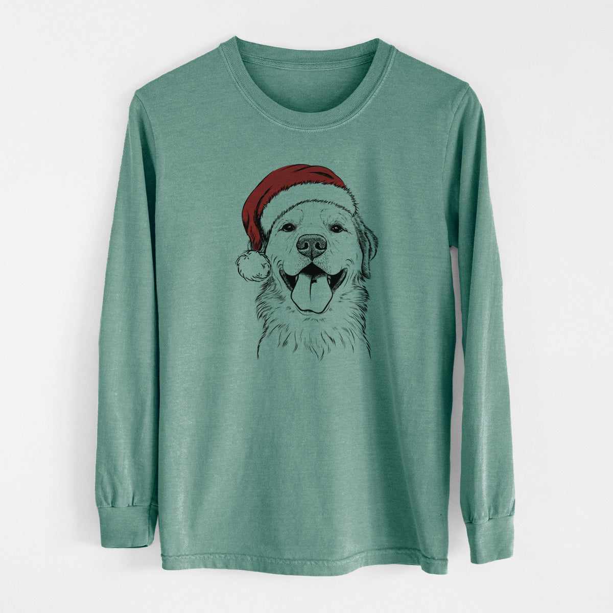 Santa Bennett the Golden Retriever - Men's Heavyweight 100% Cotton Long Sleeve