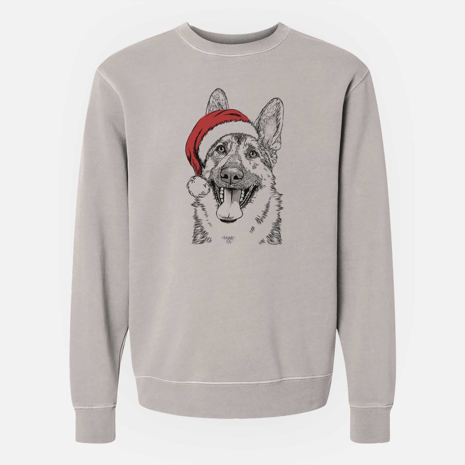 Santa Benson the German Shepherd - Unisex Pigment Dyed Crew Sweatshirt