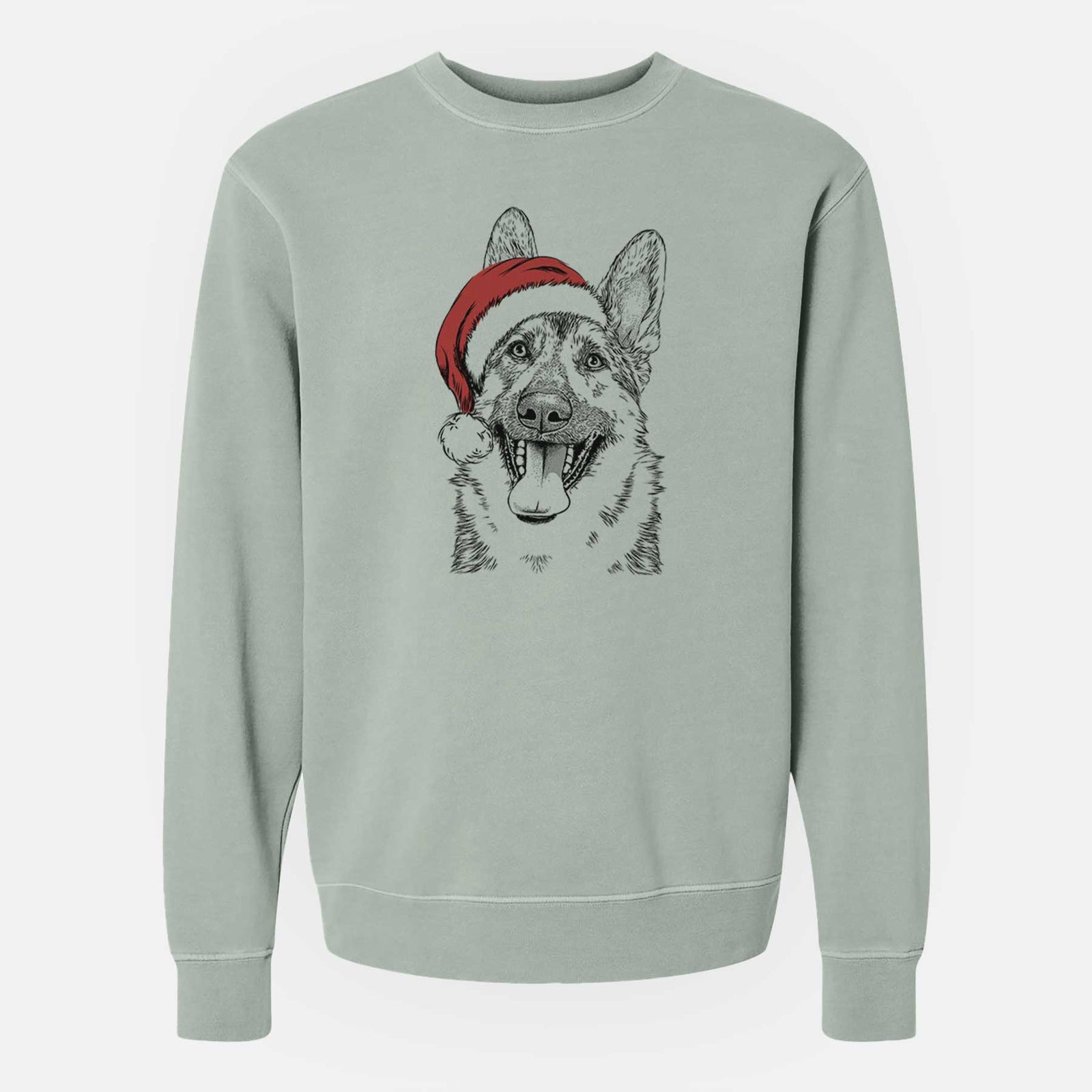 Santa Benson the German Shepherd - Unisex Pigment Dyed Crew Sweatshirt
