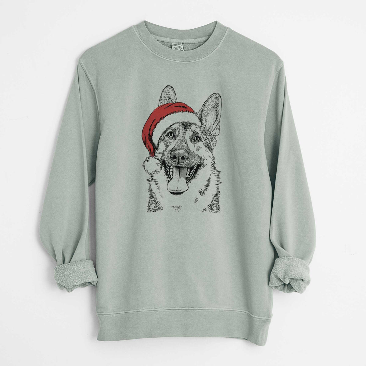 Santa Benson the German Shepherd - Unisex Pigment Dyed Crew Sweatshirt