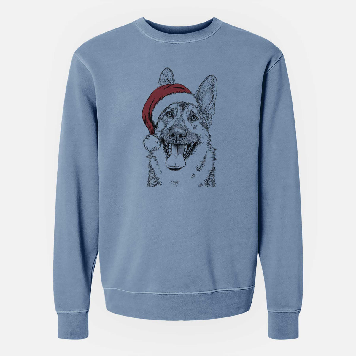 Santa Benson the German Shepherd - Unisex Pigment Dyed Crew Sweatshirt