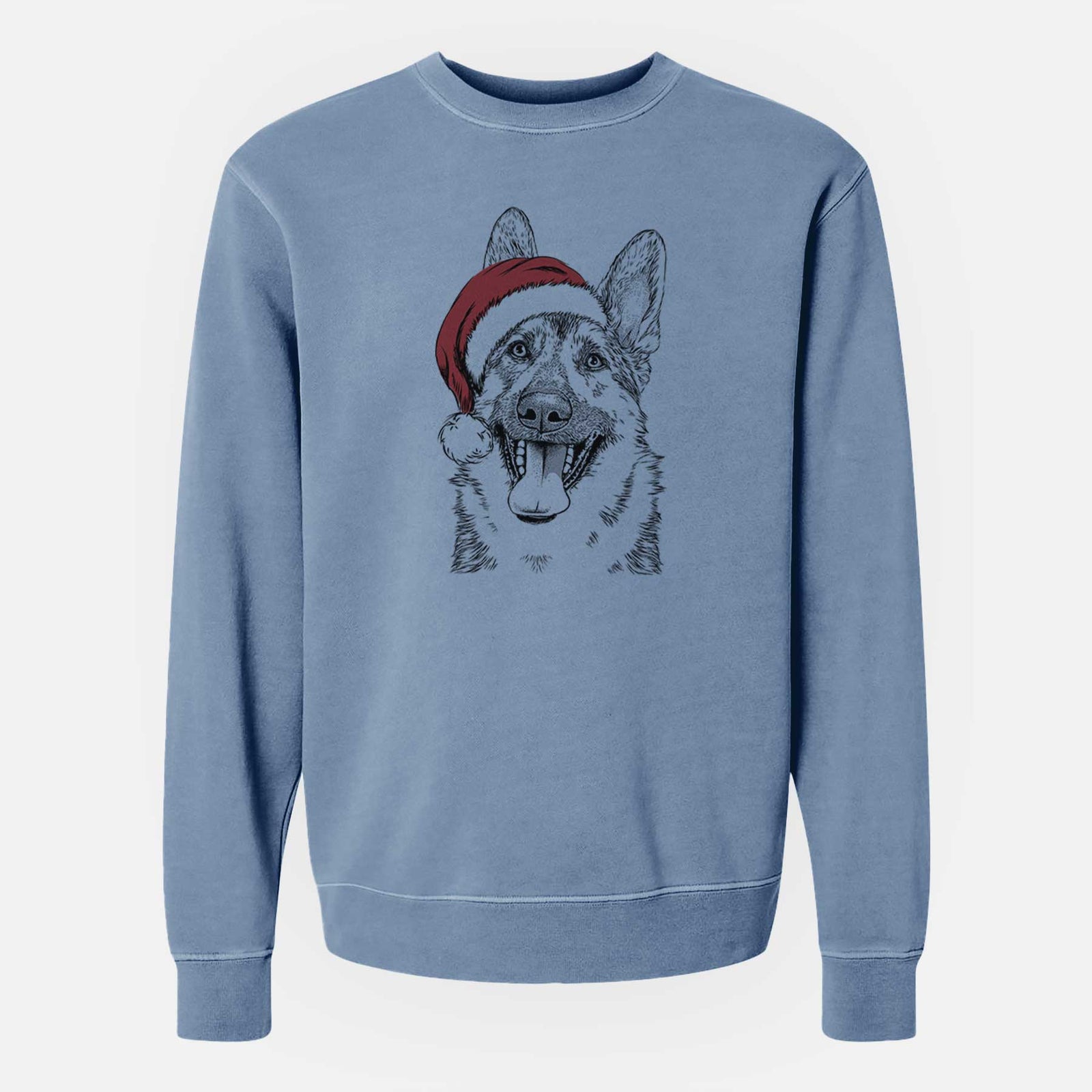 Santa Benson the German Shepherd - Unisex Pigment Dyed Crew Sweatshirt