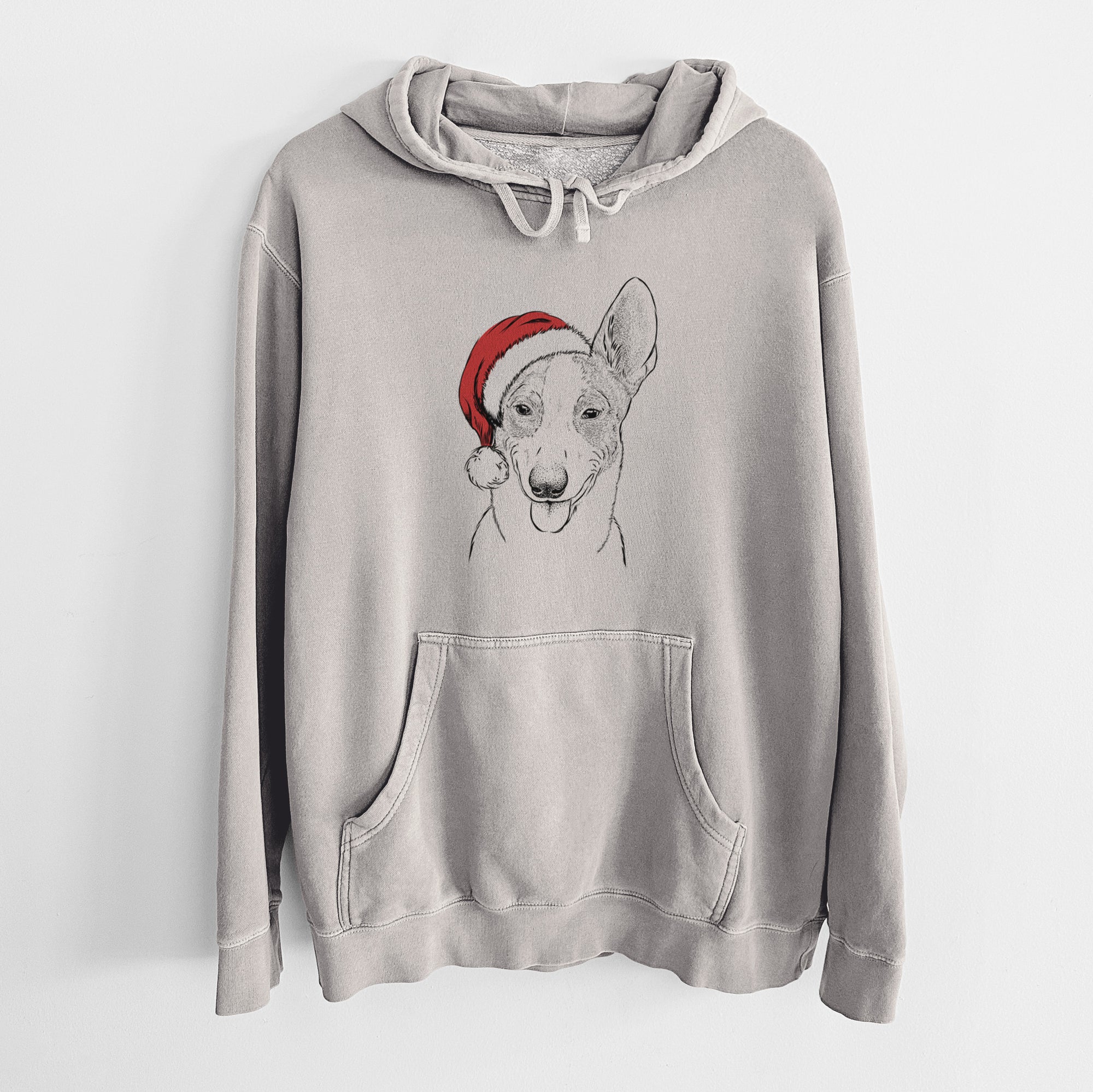 Santa Hat Berlin the Carolina Dog - Unisex Pigment Dyed Hoodie