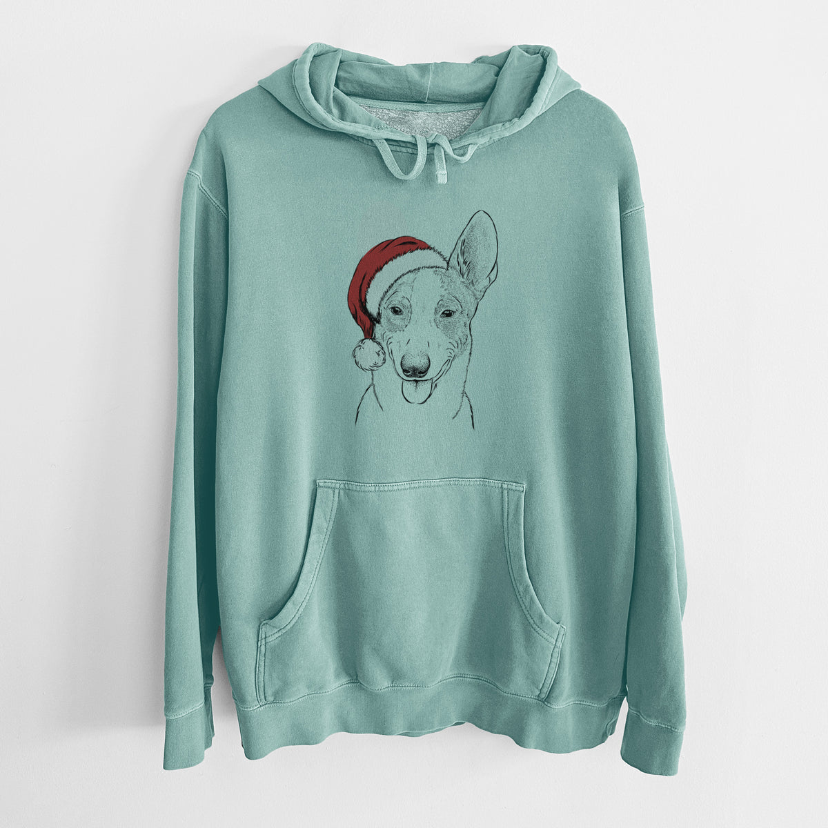 Santa Hat Berlin the Carolina Dog - Unisex Pigment Dyed Hoodie