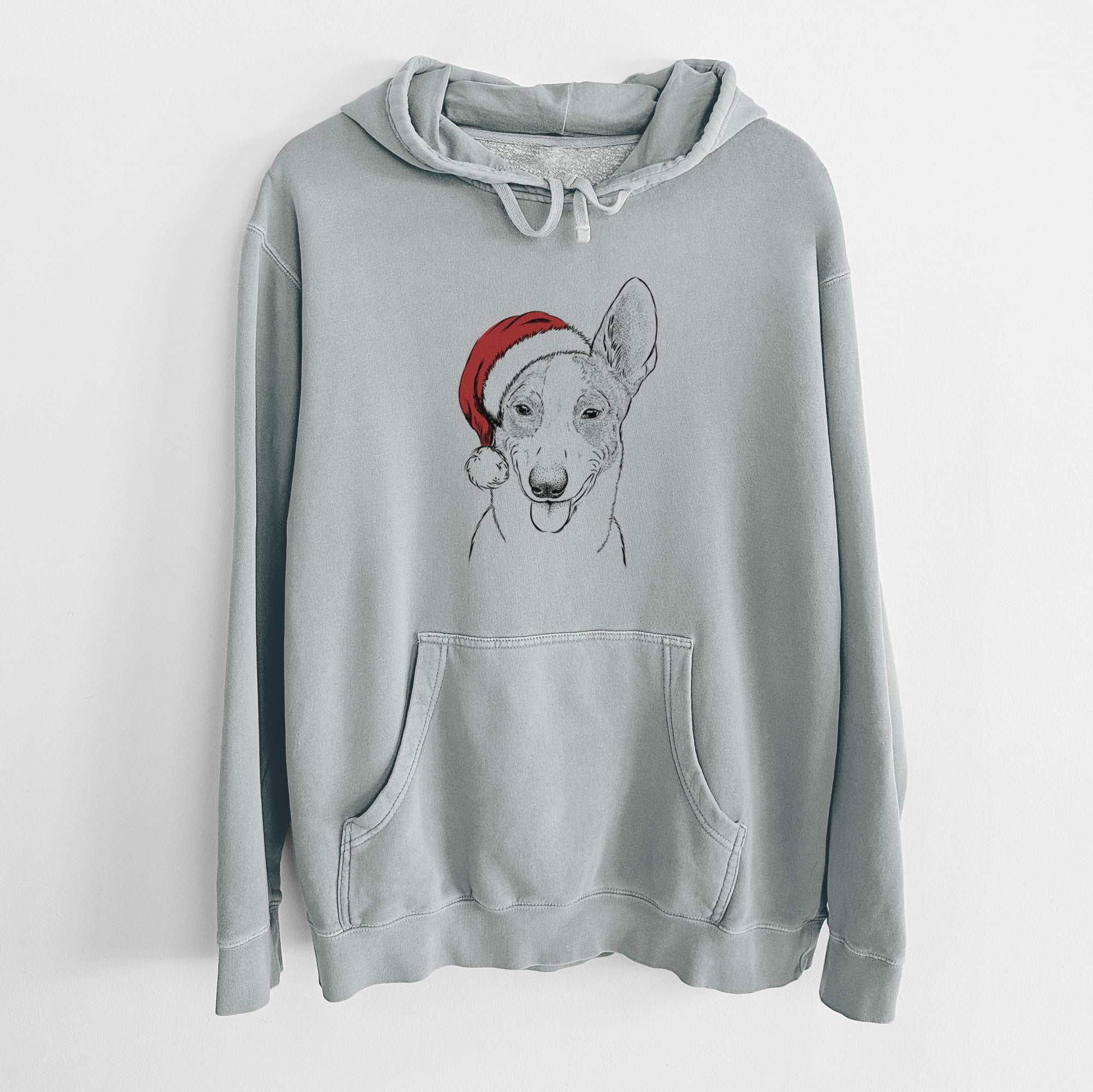 Santa Hat Berlin the Carolina Dog - Unisex Pigment Dyed Hoodie