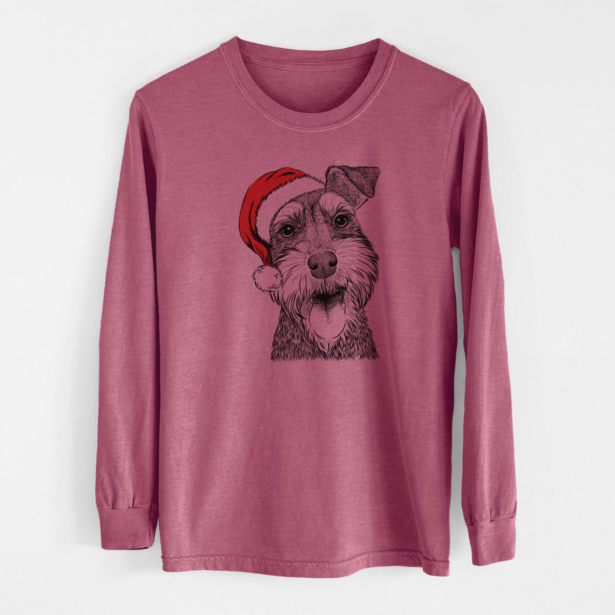 Santa Bernadette the Mini Schnauzer - Men&#39;s Heavyweight 100% Cotton Long Sleeve