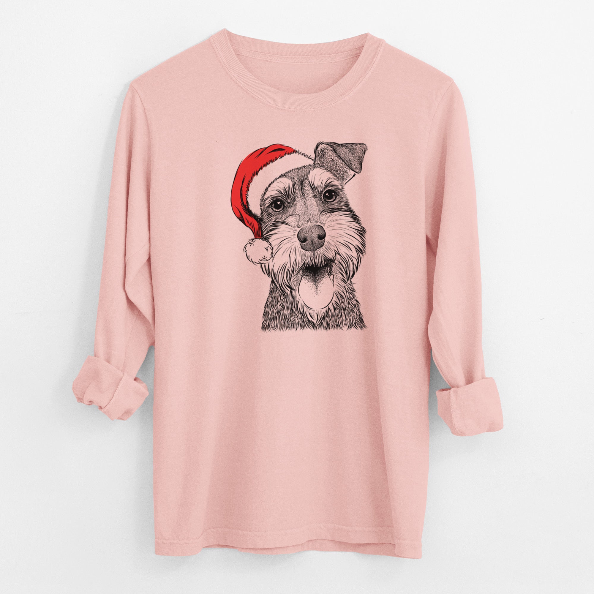 Santa Bernadette the Mini Schnauzer - Men's Heavyweight 100% Cotton Long Sleeve