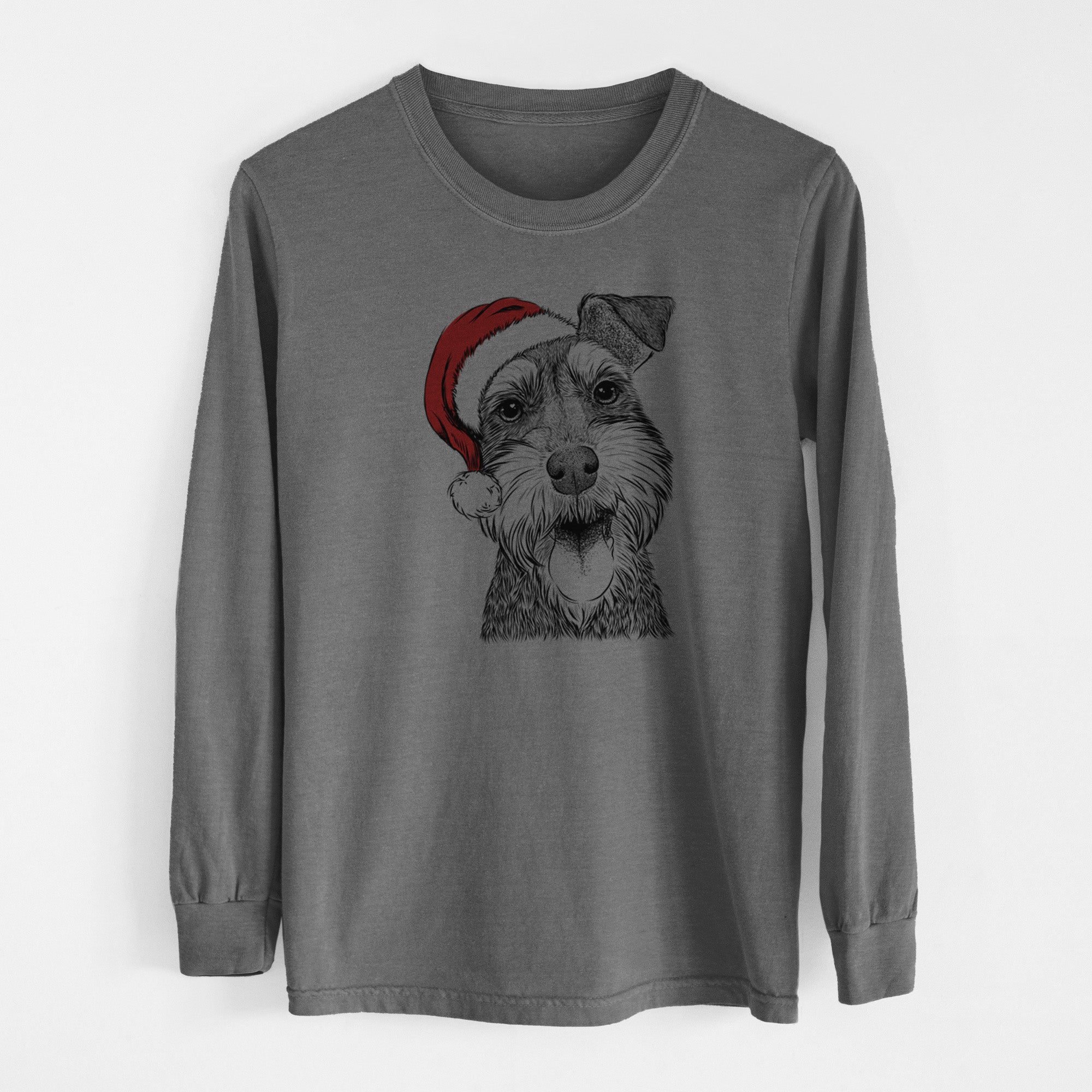 Santa Bernadette the Mini Schnauzer - Men's Heavyweight 100% Cotton Long Sleeve