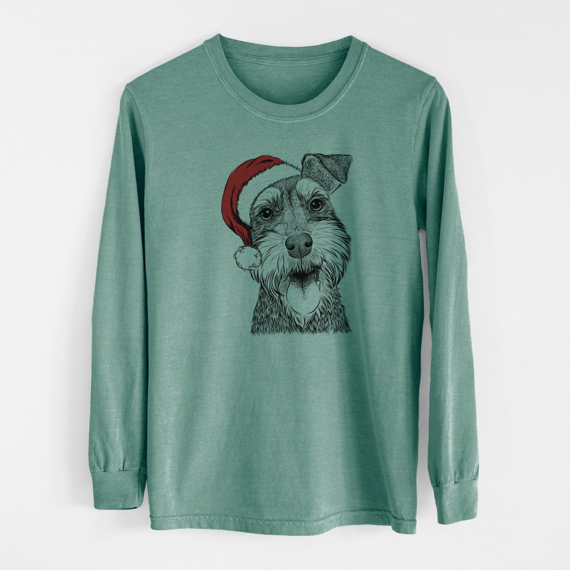 Santa Bernadette the Mini Schnauzer - Men's Heavyweight 100% Cotton Long Sleeve