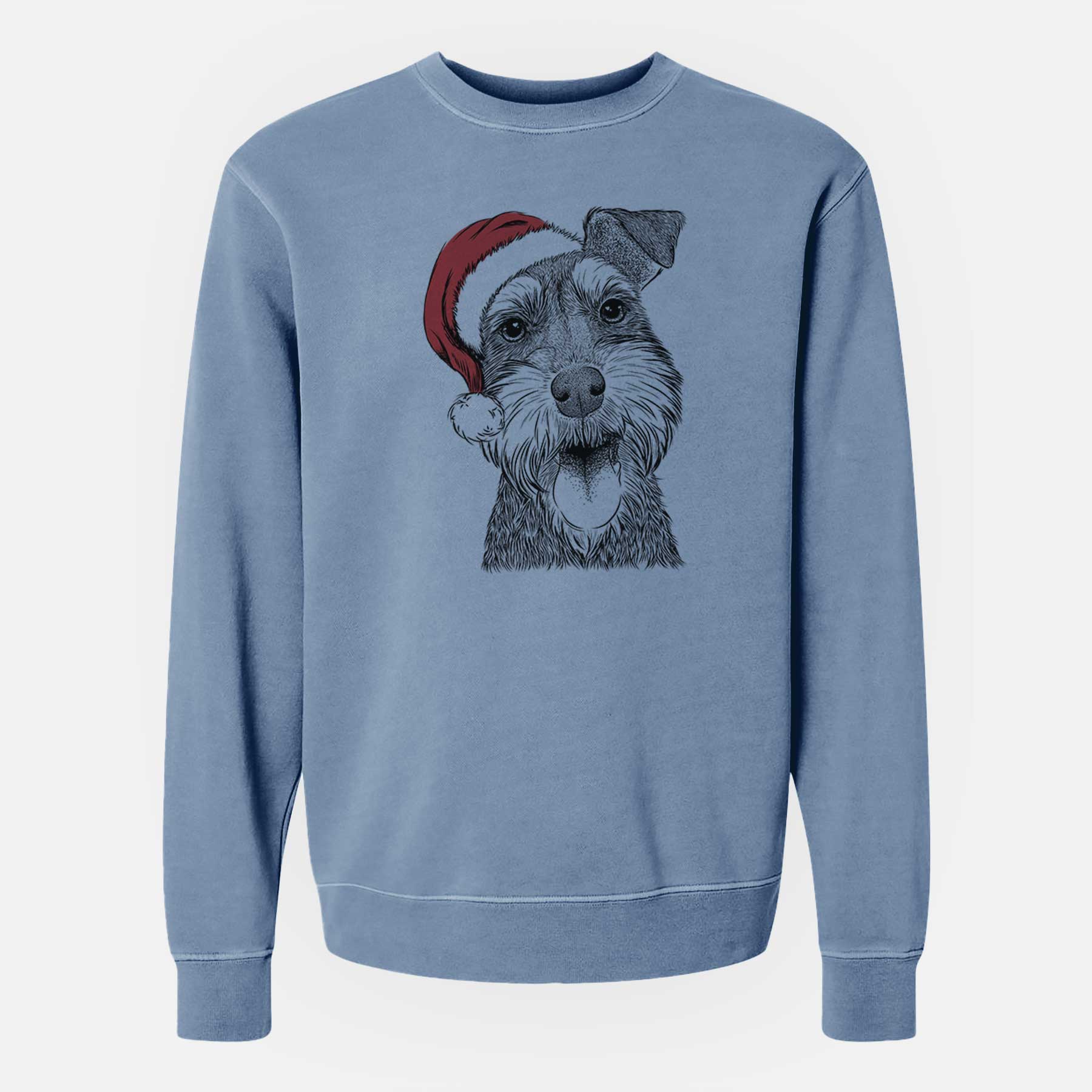 Santa Bernadette the Mini Schnauzer - Unisex Pigment Dyed Crew Sweatshirt