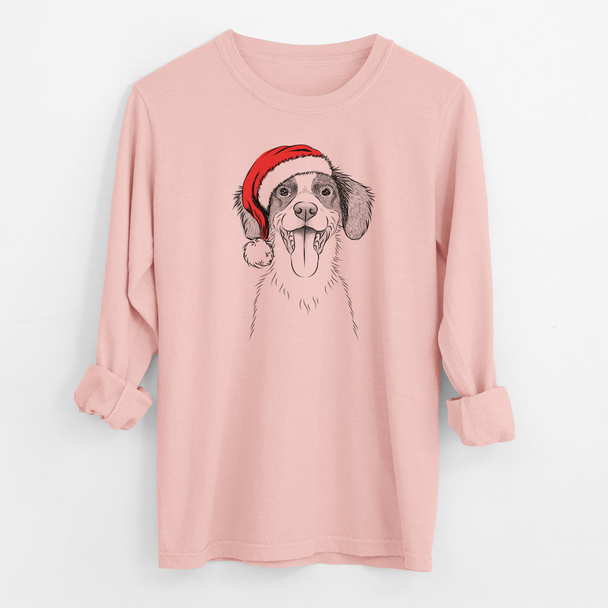 Santa Birdie the Brittany - Men's Heavyweight 100% Cotton Long Sleeve