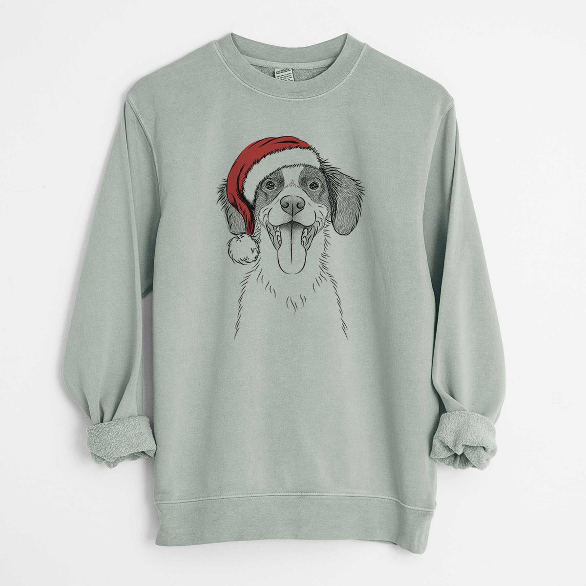 Santa Birdie the Brittany - Unisex Pigment Dyed Crew Sweatshirt