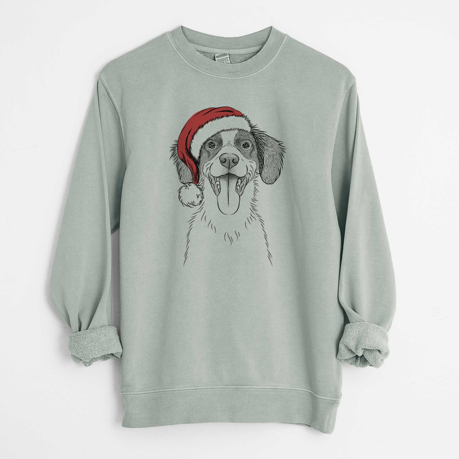 Santa Birdie the Brittany - Unisex Pigment Dyed Crew Sweatshirt