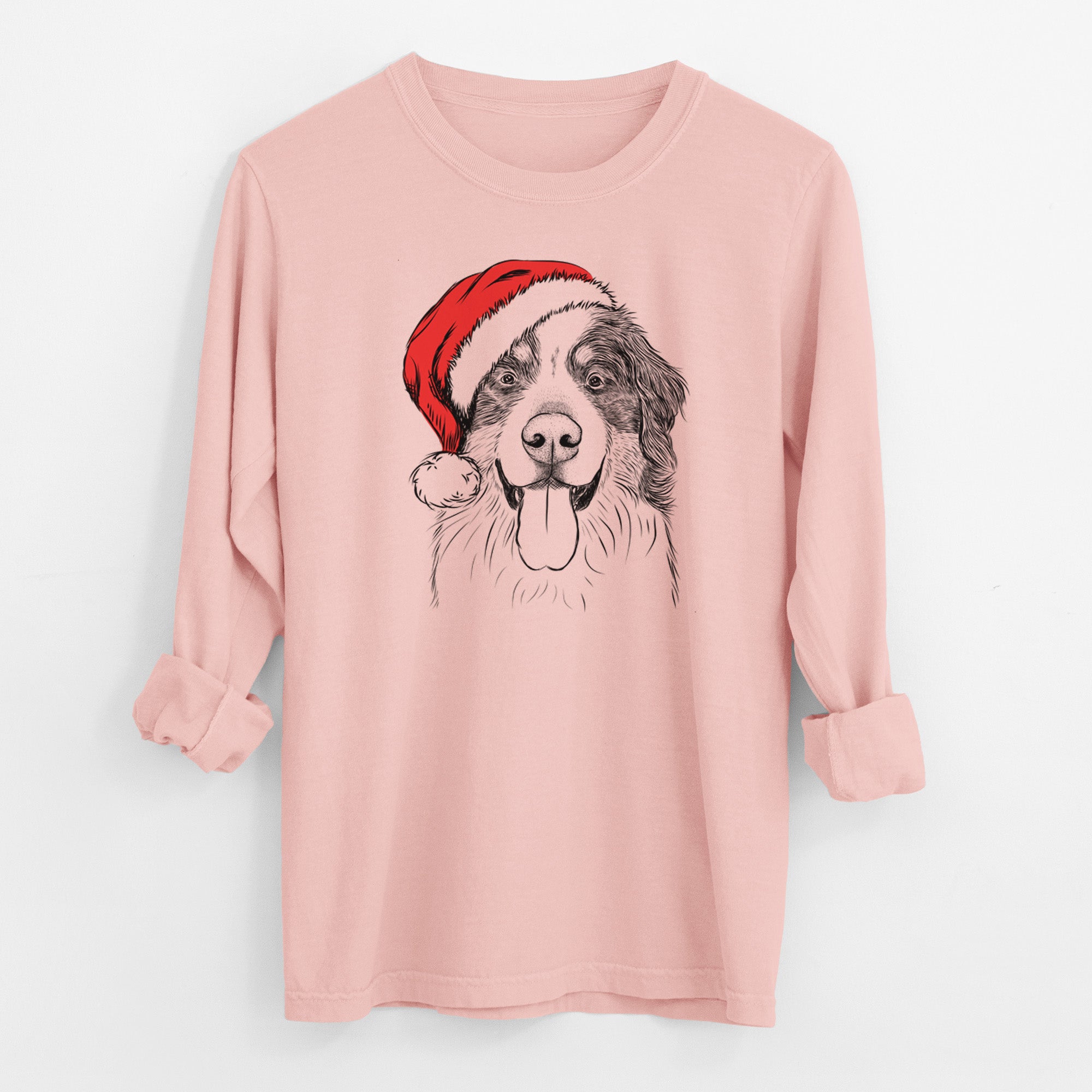 Santa Blaze the Bernese Mountain Dog - Men's Heavyweight 100% Cotton Long Sleeve