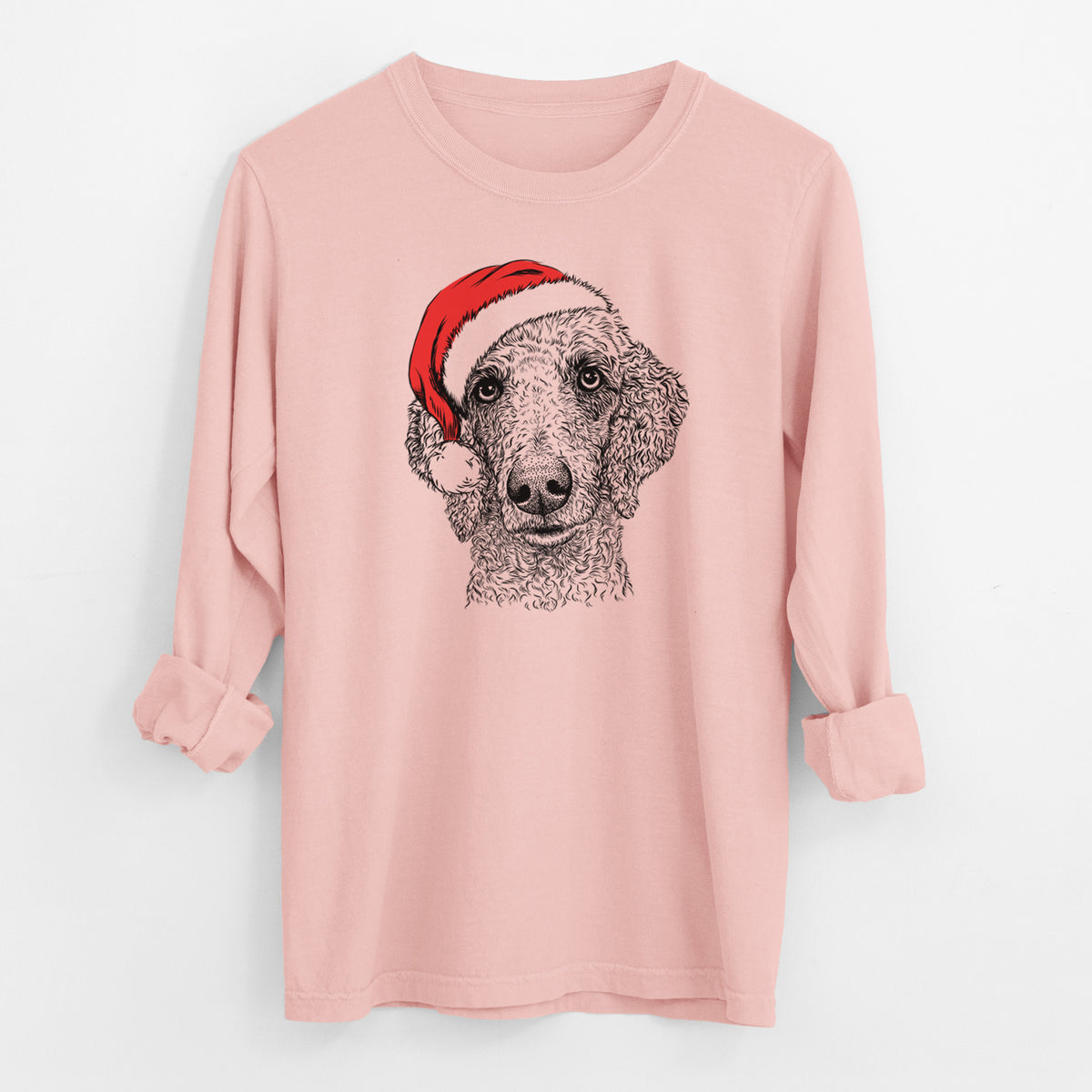 Santa Blossom the Poodle - Men's Heavyweight 100% Cotton Long Sleeve