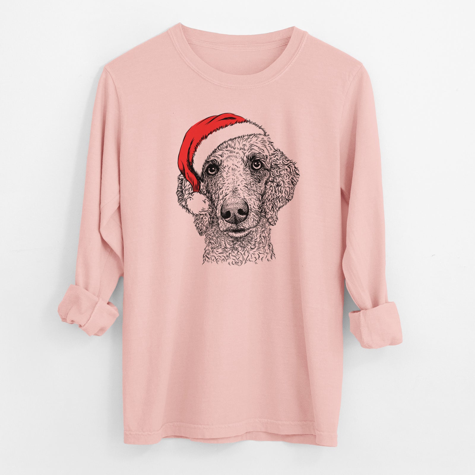 Santa Blossom the Poodle - Men's Heavyweight 100% Cotton Long Sleeve