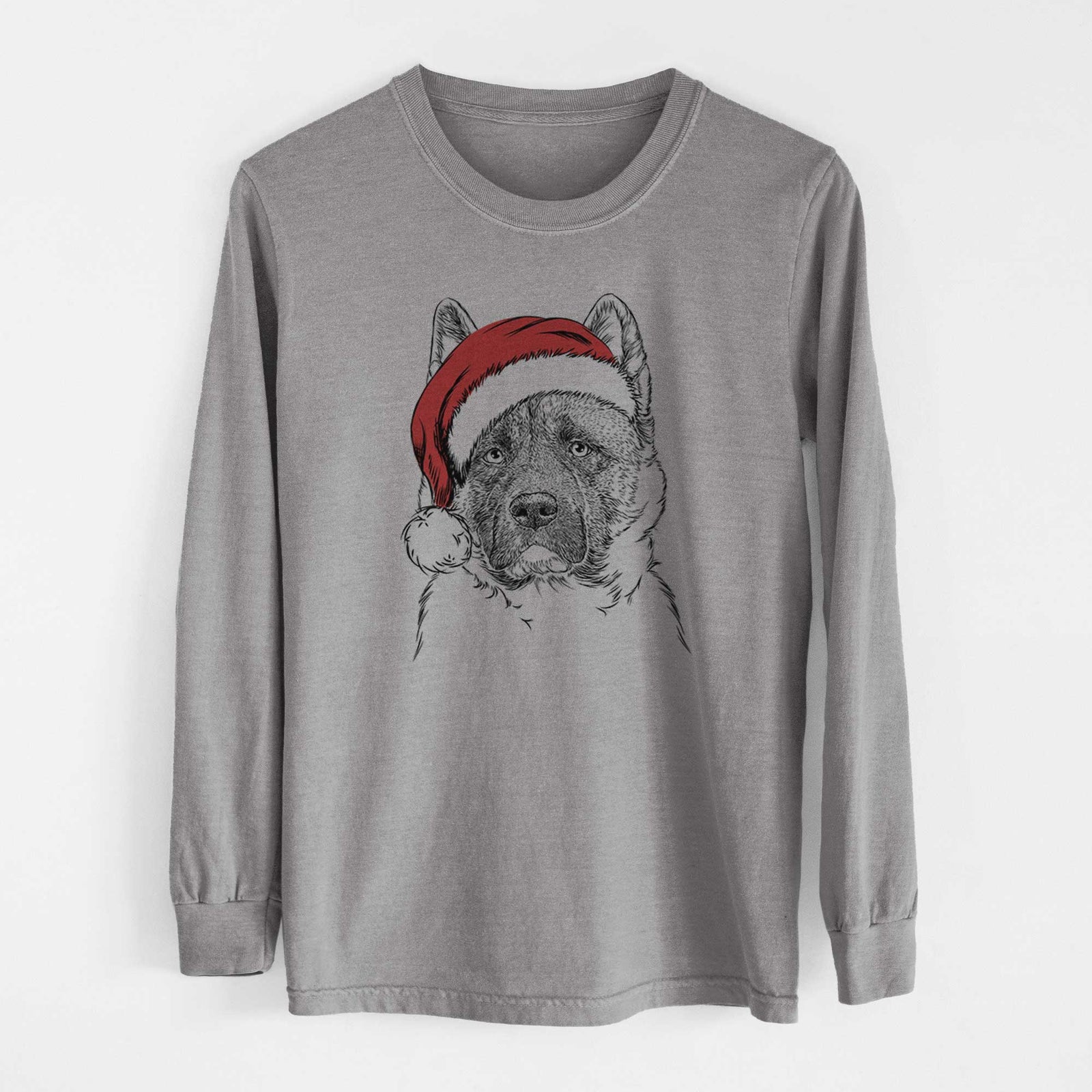 Santa Bo the American Akita - Men's Heavyweight 100% Cotton Long Sleeve