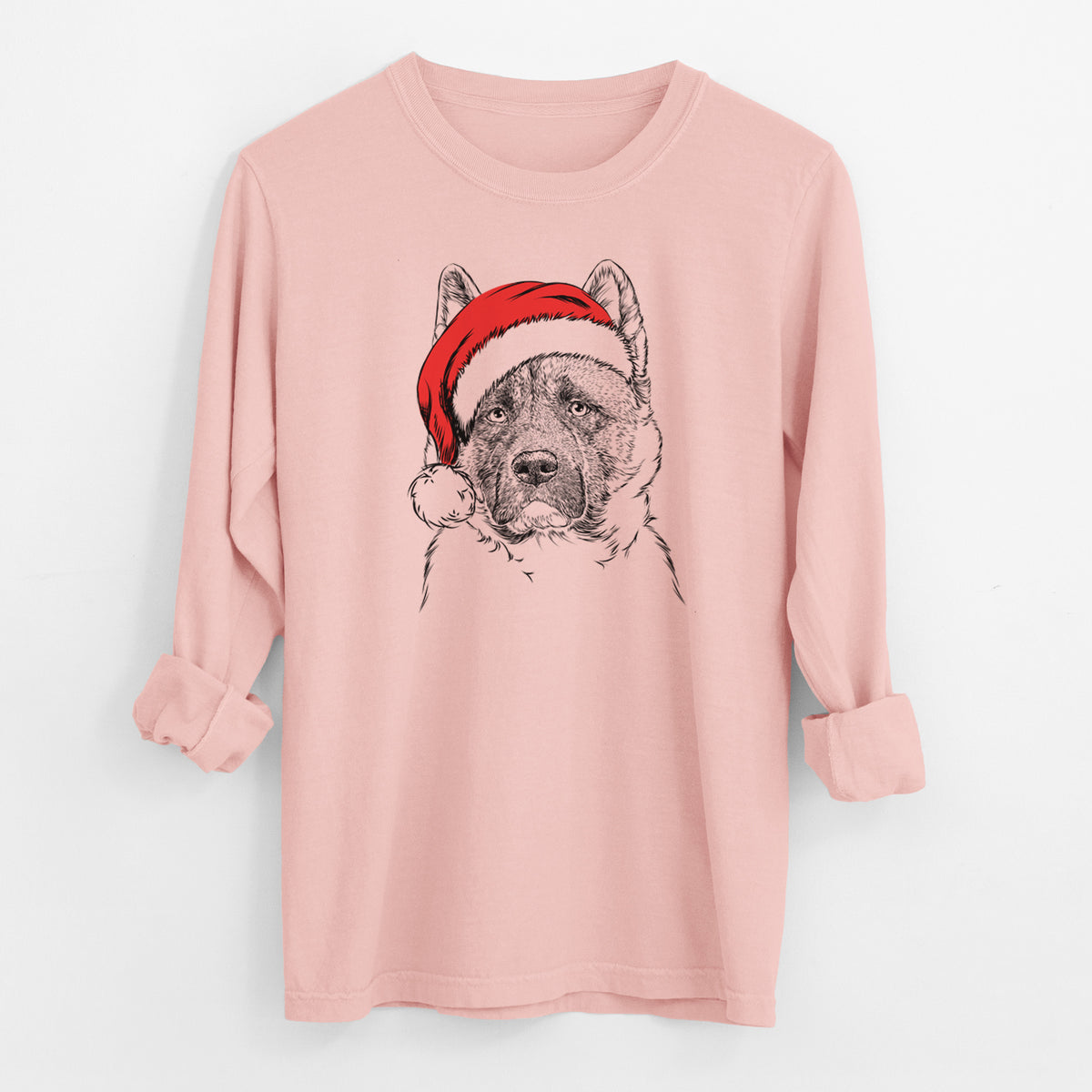 Santa Bo the American Akita - Men's Heavyweight 100% Cotton Long Sleeve