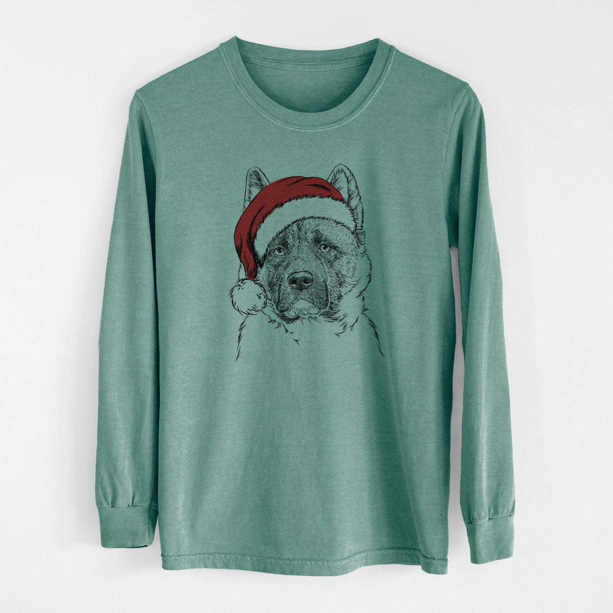 Santa Bo the American Akita - Men's Heavyweight 100% Cotton Long Sleeve