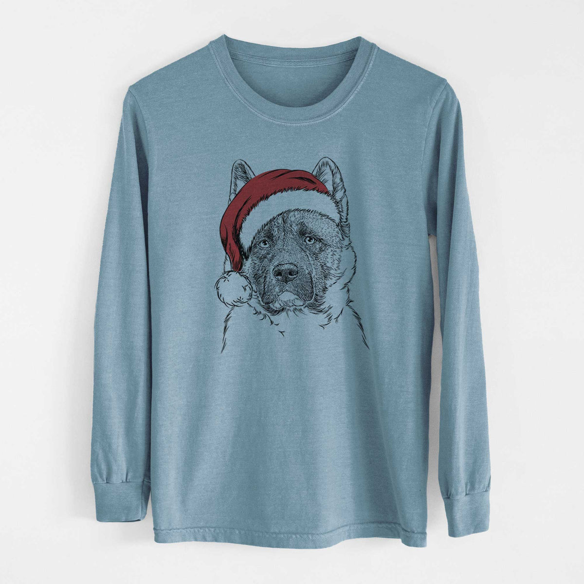 Santa Bo the American Akita - Men's Heavyweight 100% Cotton Long Sleeve