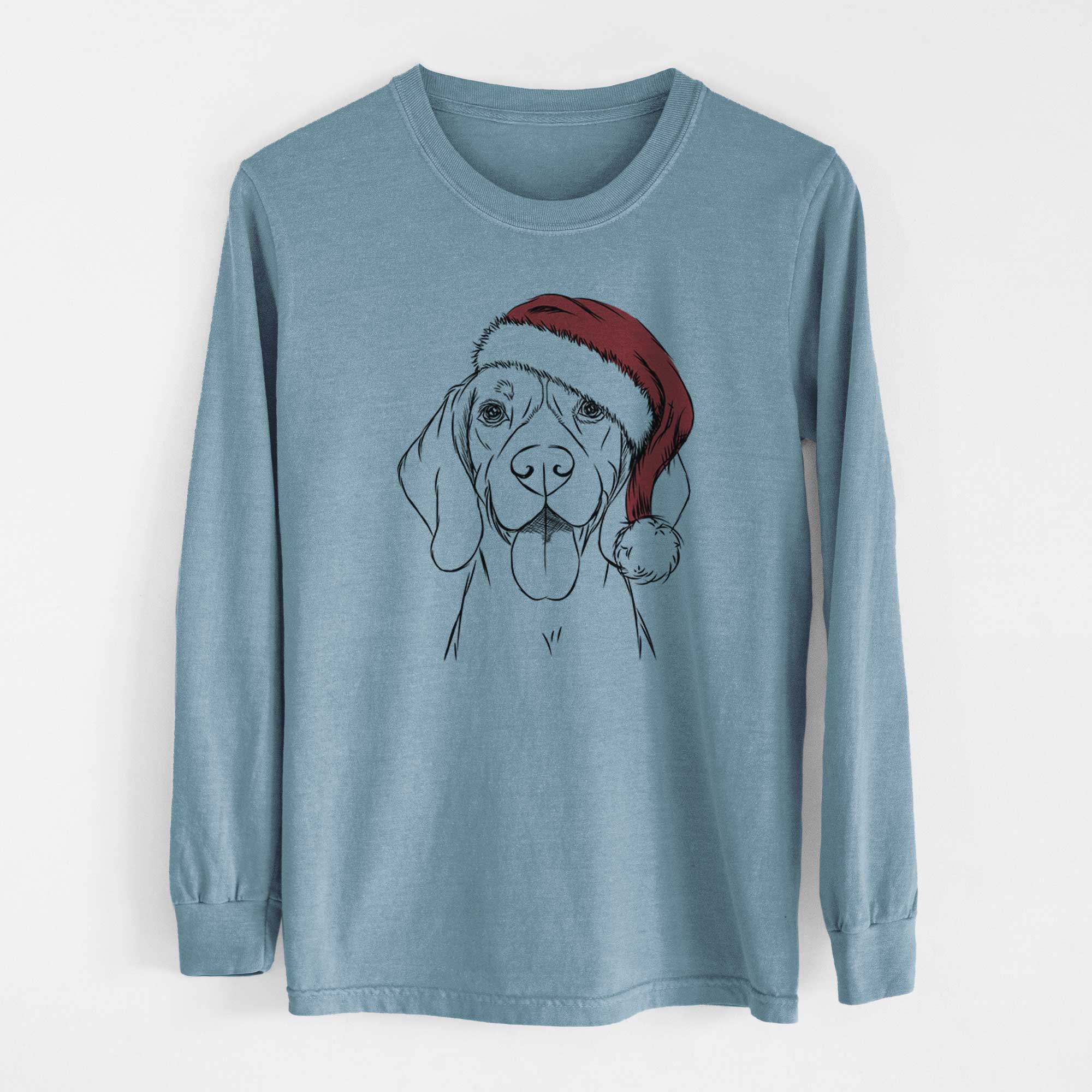 Santa Bogie the Beagle - Men's Heavyweight 100% Cotton Long Sleeve