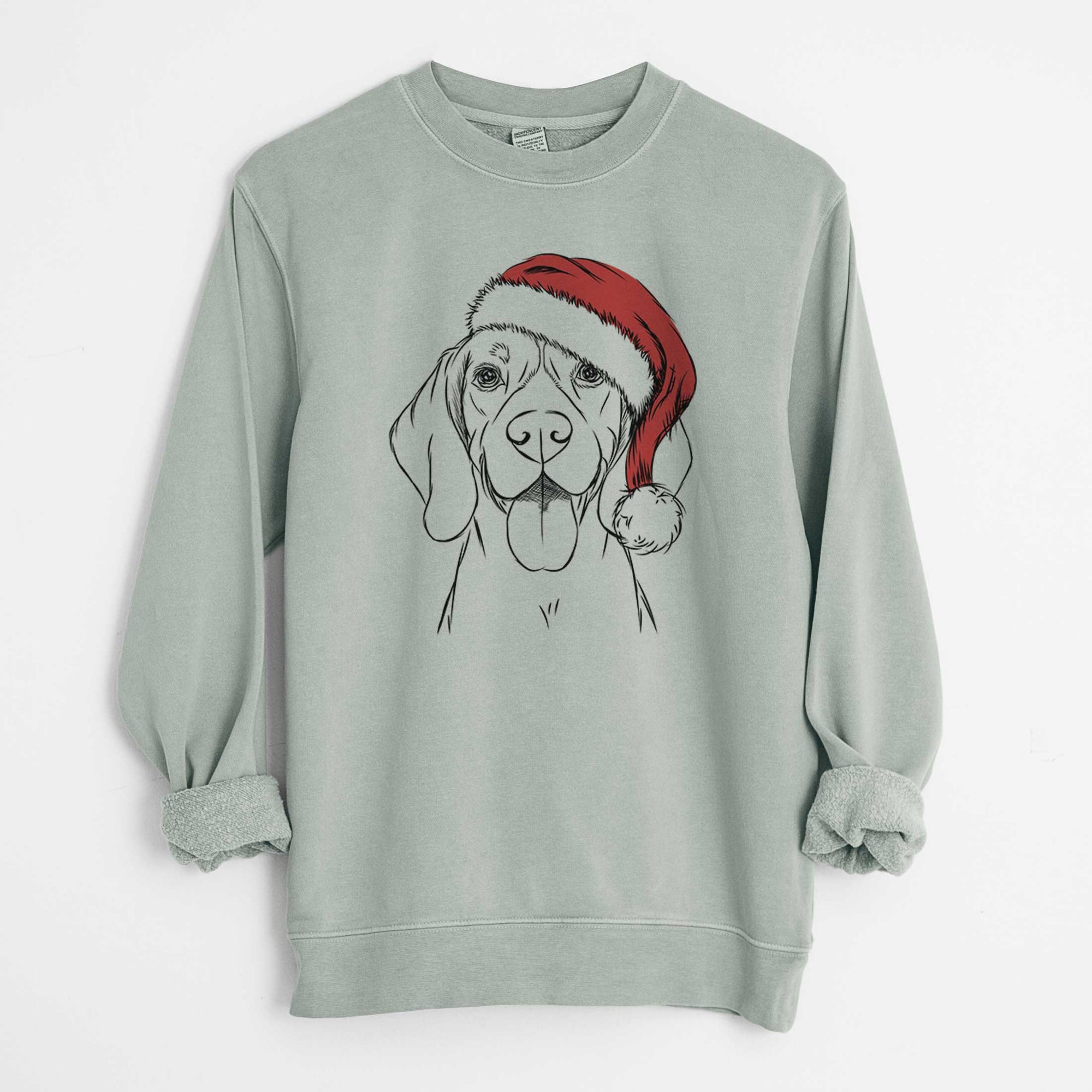 Santa Bogie the Beagle - Unisex Pigment Dyed Crew Sweatshirt