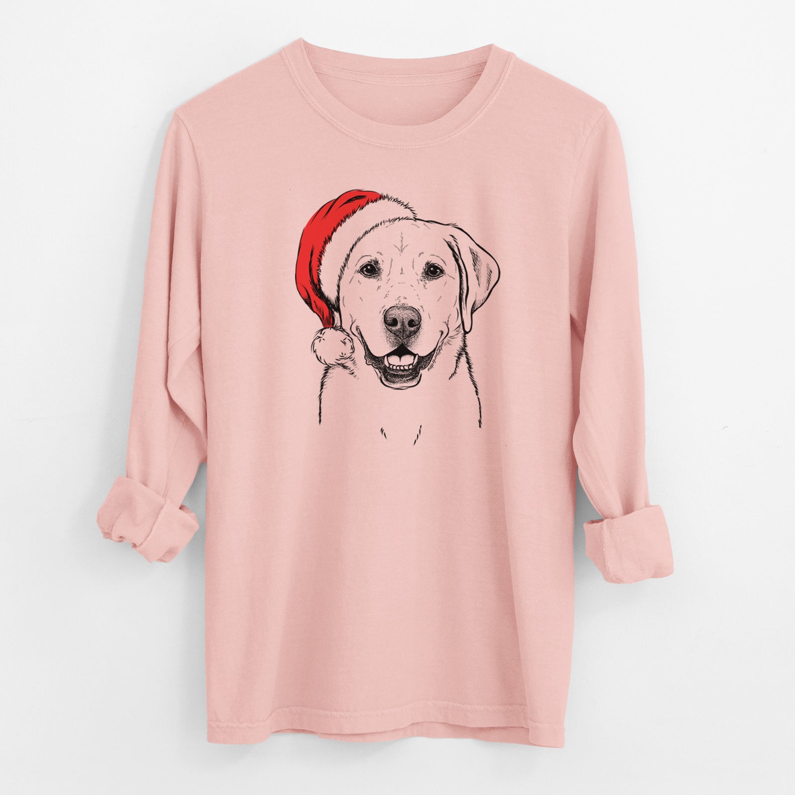 Santa Booney the Labrador Retriever - Men's Heavyweight 100% Cotton Long Sleeve