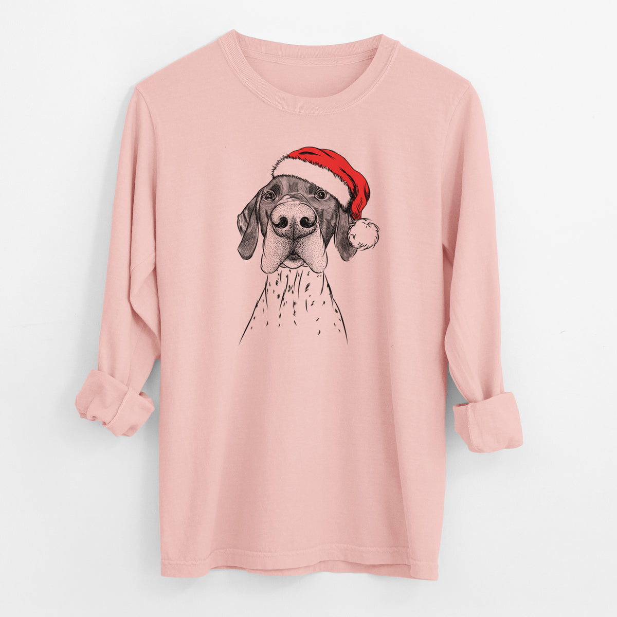 Santa Booze the German Shorthaired Pointer - Men's Heavyweight 100% Cotton Long Sleeve