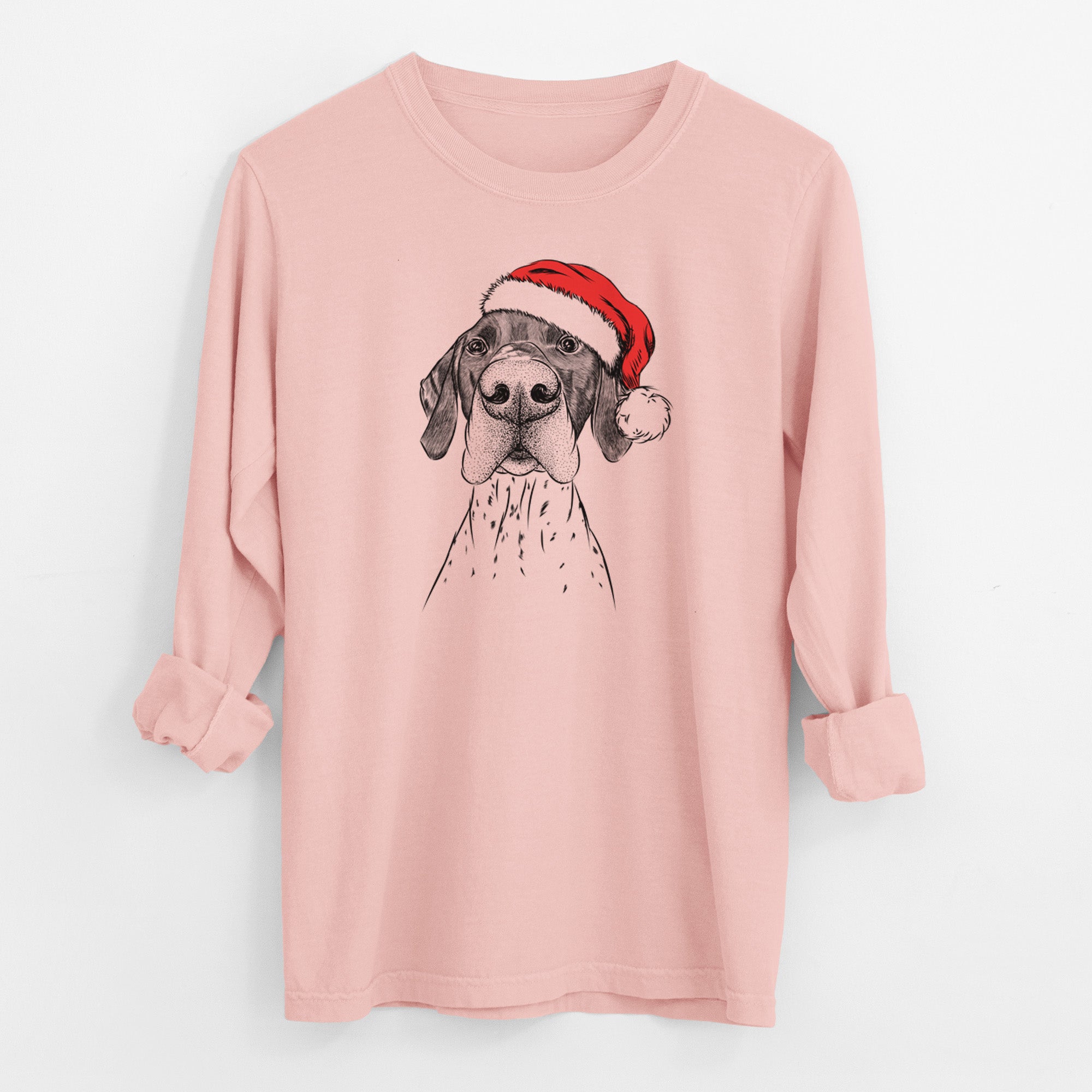 Santa Booze the German Shorthaired Pointer - Men's Heavyweight 100% Cotton Long Sleeve