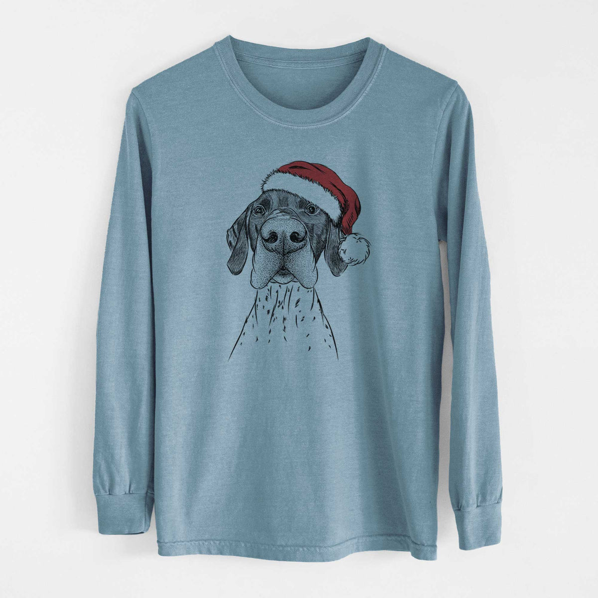 Santa Booze the German Shorthaired Pointer - Men's Heavyweight 100% Cotton Long Sleeve