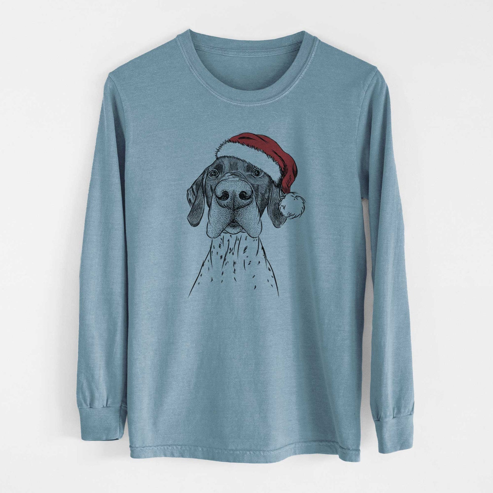 Santa Booze the German Shorthaired Pointer - Men's Heavyweight 100% Cotton Long Sleeve
