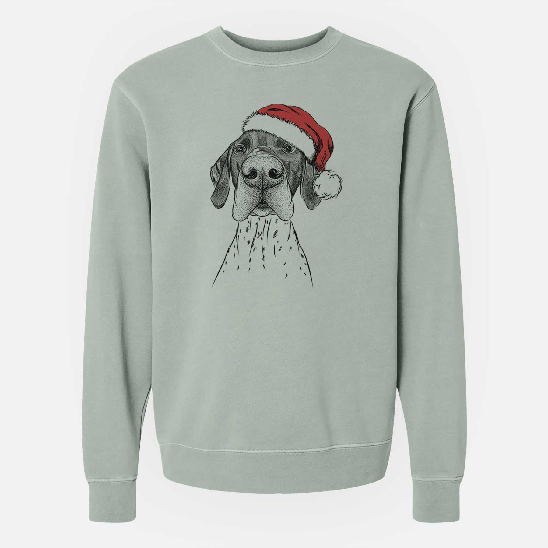 Santa Booze the German Shorthaired Pointer - Unisex Pigment Dyed Crew Sweatshirt
