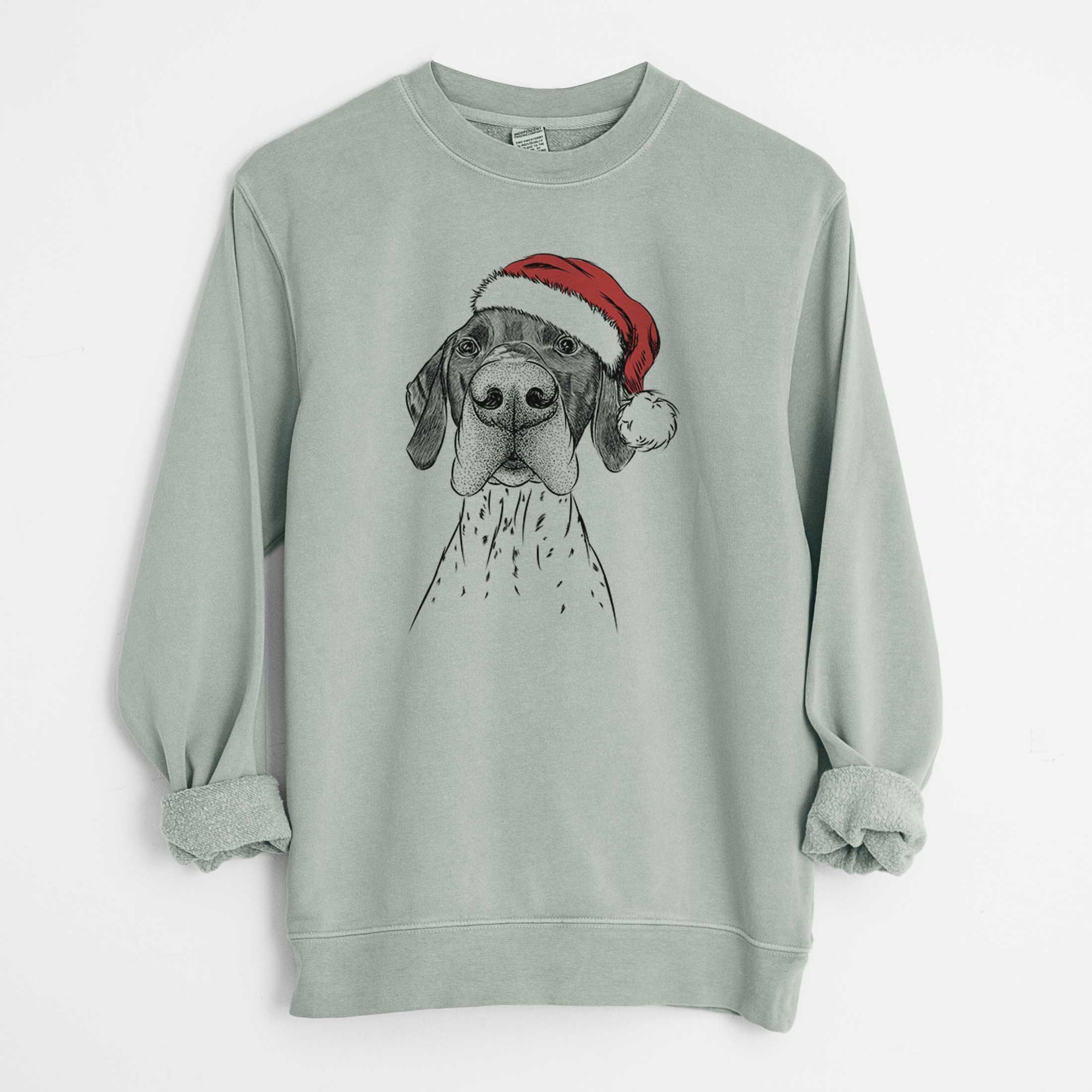 Santa Booze the German Shorthaired Pointer - Unisex Pigment Dyed Crew Sweatshirt