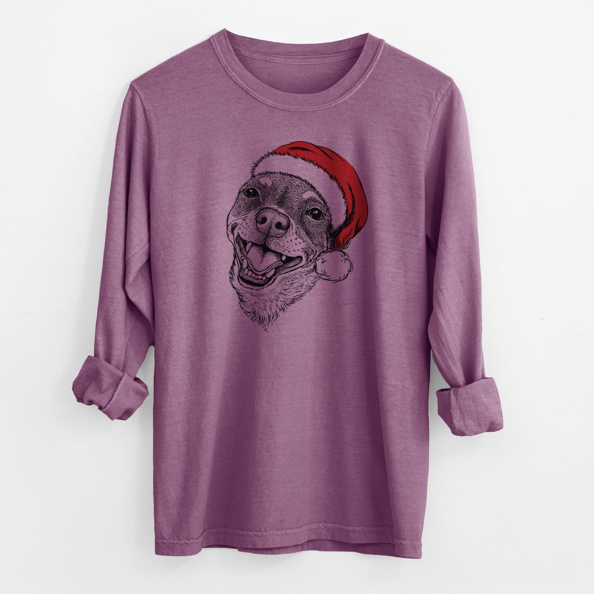 Santa Boss the Chihuahua - Men's Heavyweight 100% Cotton Long Sleeve
