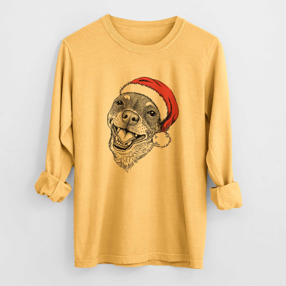 Santa Boss the Chihuahua - Men's Heavyweight 100% Cotton Long Sleeve