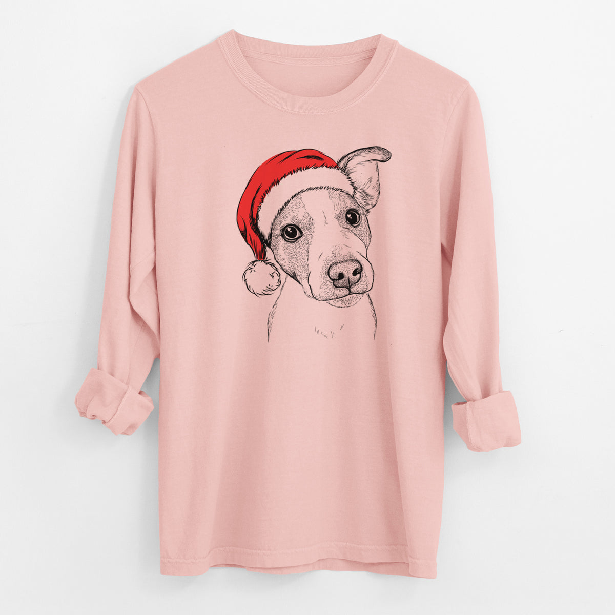 Santa Bosse the Jack Russell Terrier - Men's Heavyweight 100% Cotton Long Sleeve