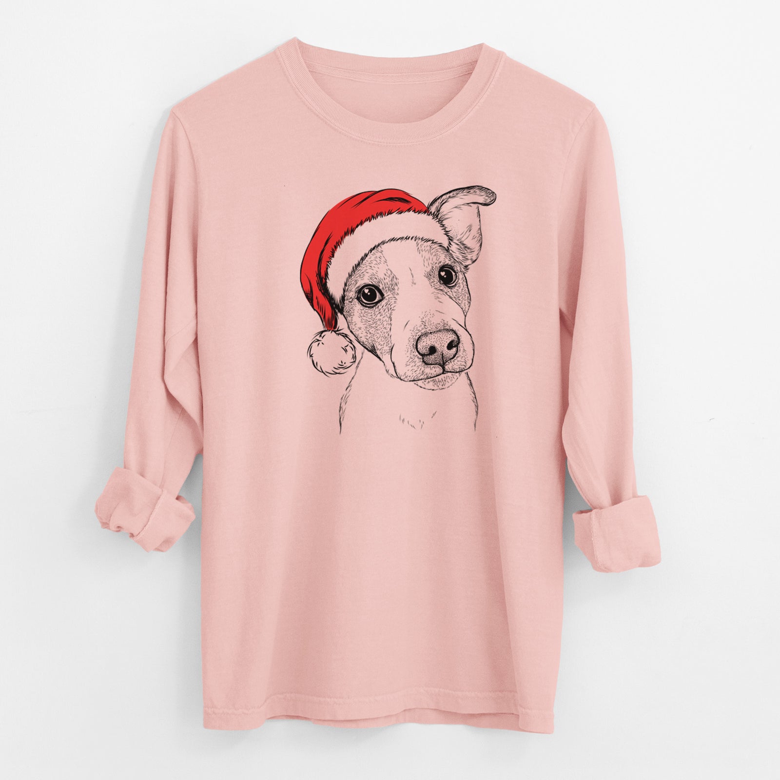 Santa Bosse the Jack Russell Terrier - Men's Heavyweight 100% Cotton Long Sleeve