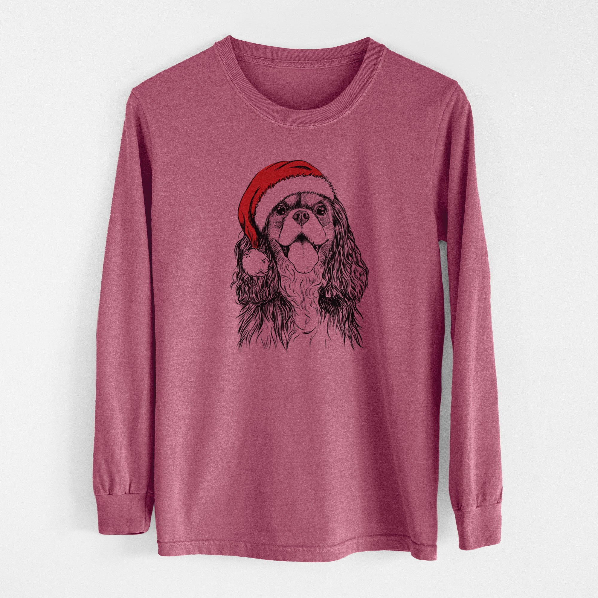 Santa Brandy the Cavalier King Charles Spaniel - Men's Heavyweight 100% Cotton Long Sleeve