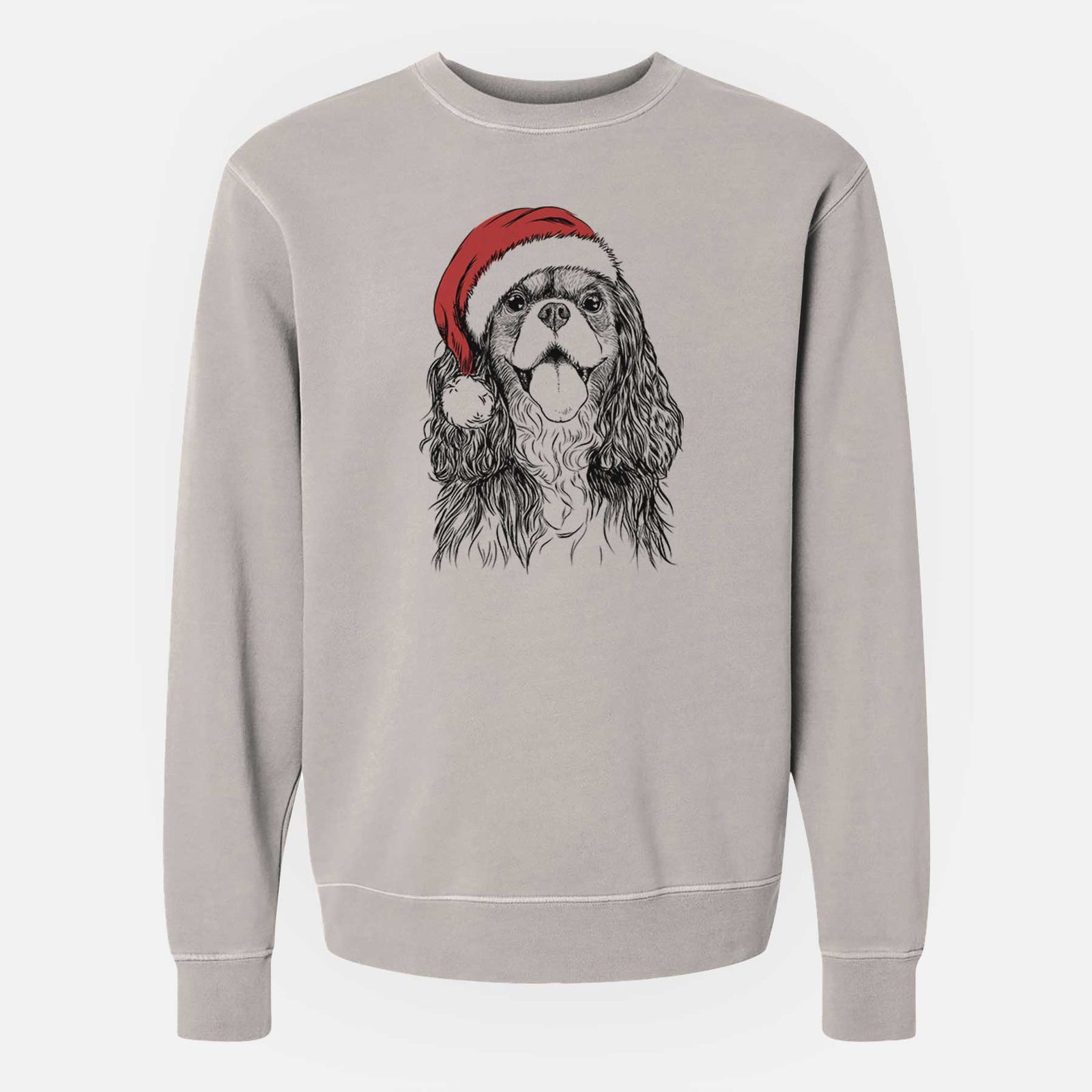 Santa Brandy the Cavalier King Charles Spaniel - Unisex Pigment Dyed Crew Sweatshirt