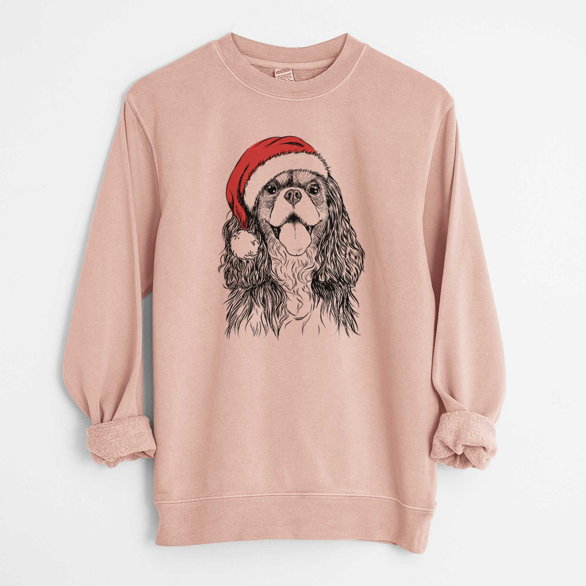 Santa Brandy the Cavalier King Charles Spaniel - Unisex Pigment Dyed Crew Sweatshirt