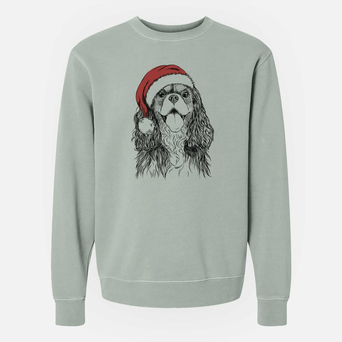Santa Brandy the Cavalier King Charles Spaniel - Unisex Pigment Dyed Crew Sweatshirt