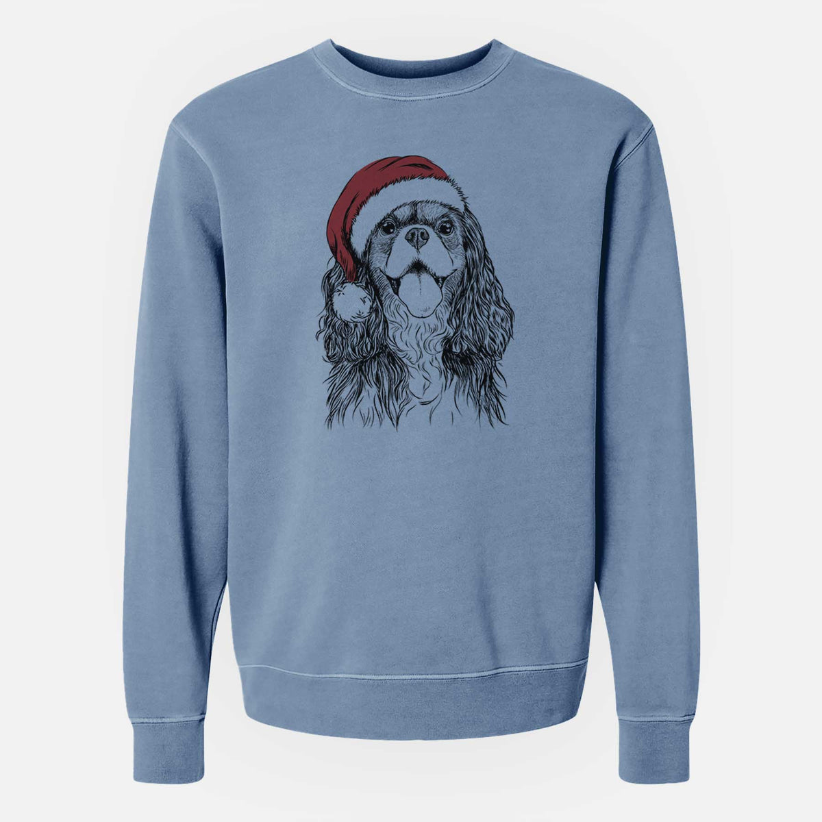 Santa Brandy the Cavalier King Charles Spaniel - Unisex Pigment Dyed Crew Sweatshirt