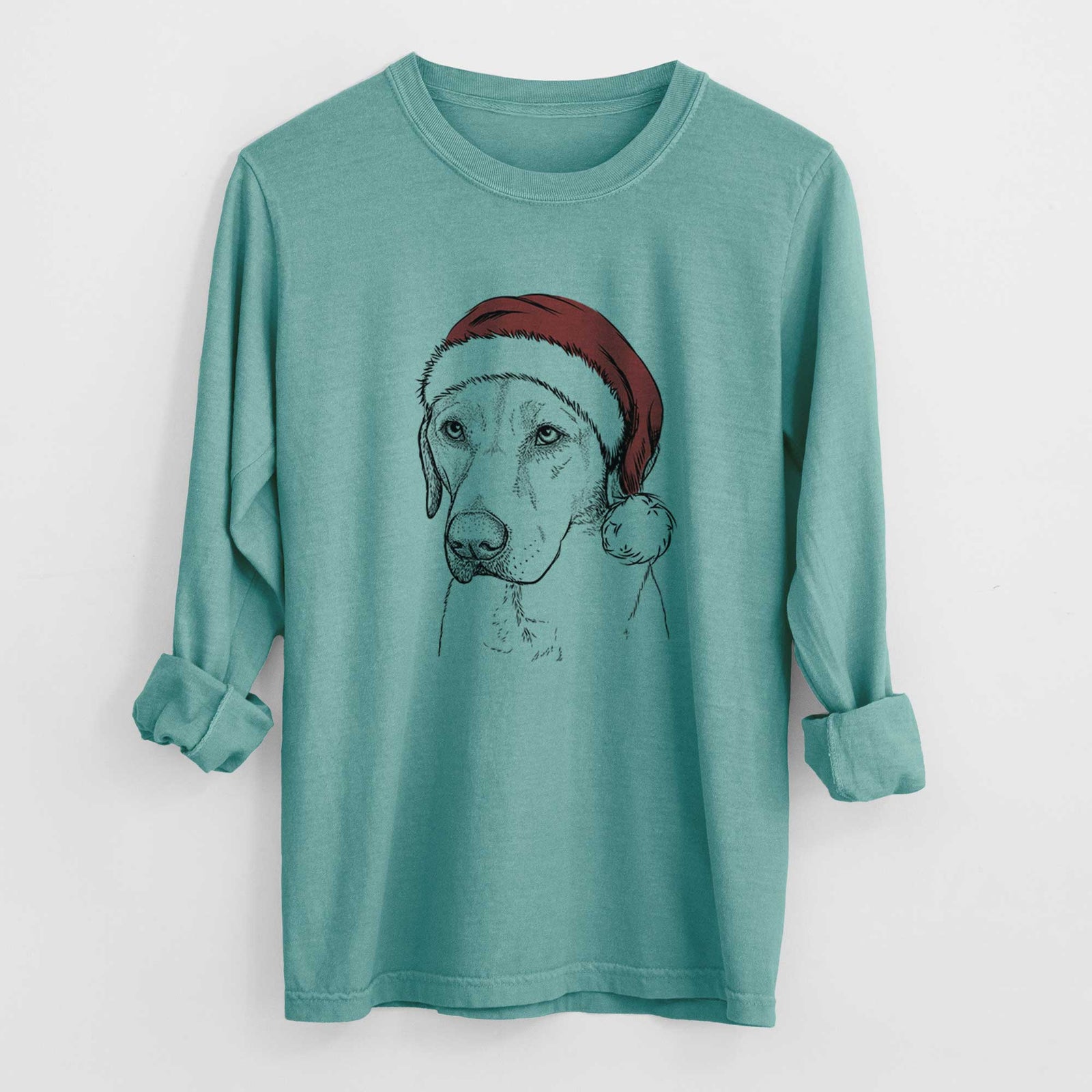 Santa Braxton the Yellow Lab - Men's Heavyweight 100% Cotton Long Sleeve