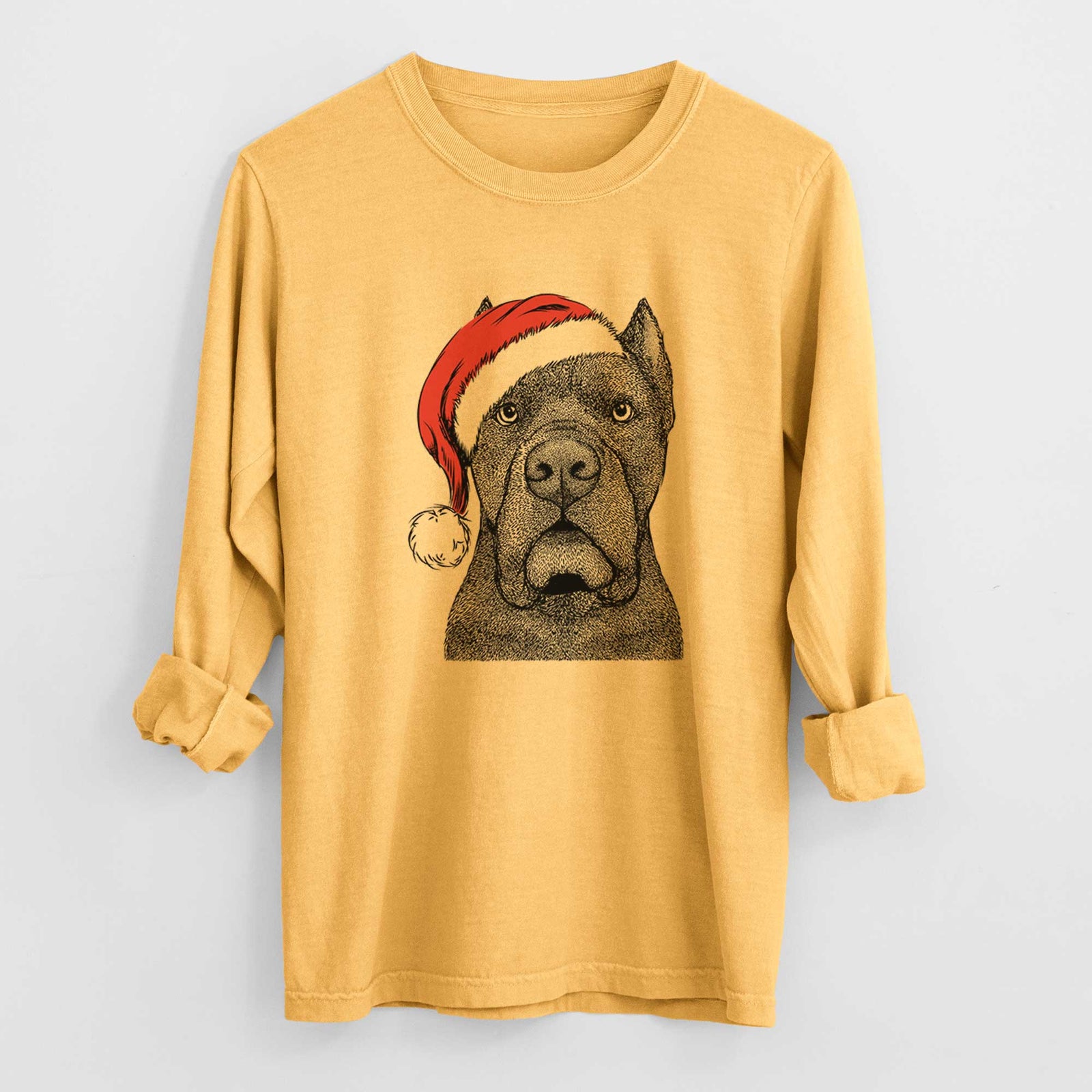 Santa Bruno the Cane Corso - Men's Heavyweight 100% Cotton Long Sleeve