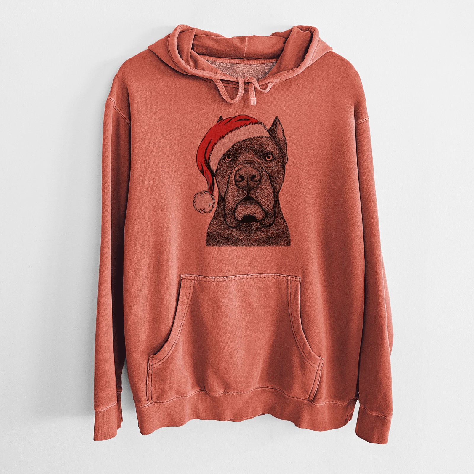 Santa Hat Bruno the Cane Corso - Unisex Pigment Dyed Hoodie