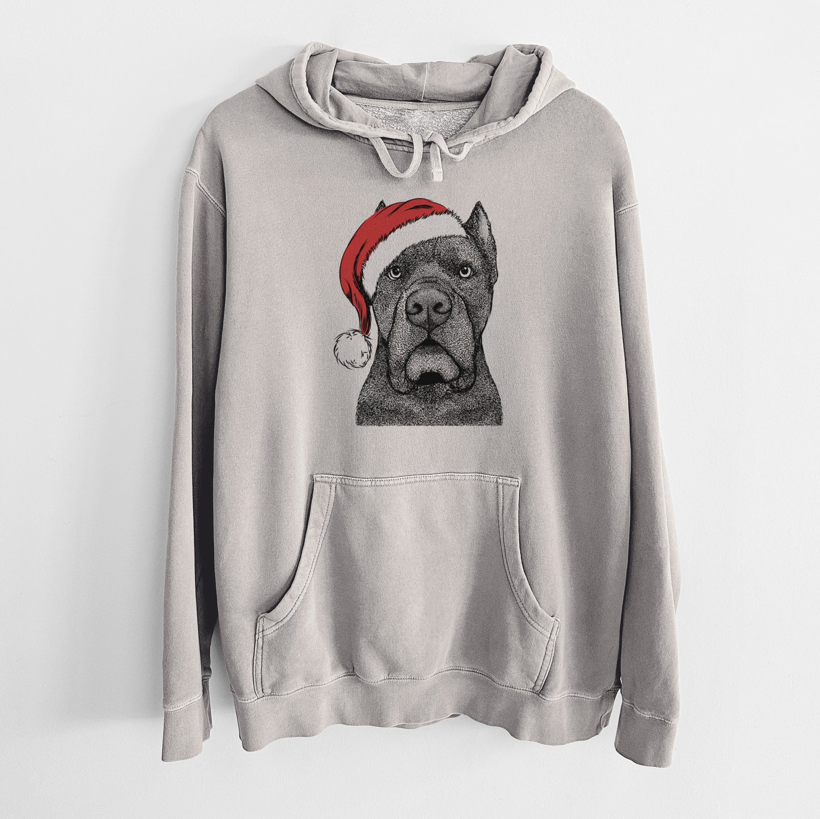 Santa Hat Bruno the Cane Corso - Unisex Pigment Dyed Hoodie