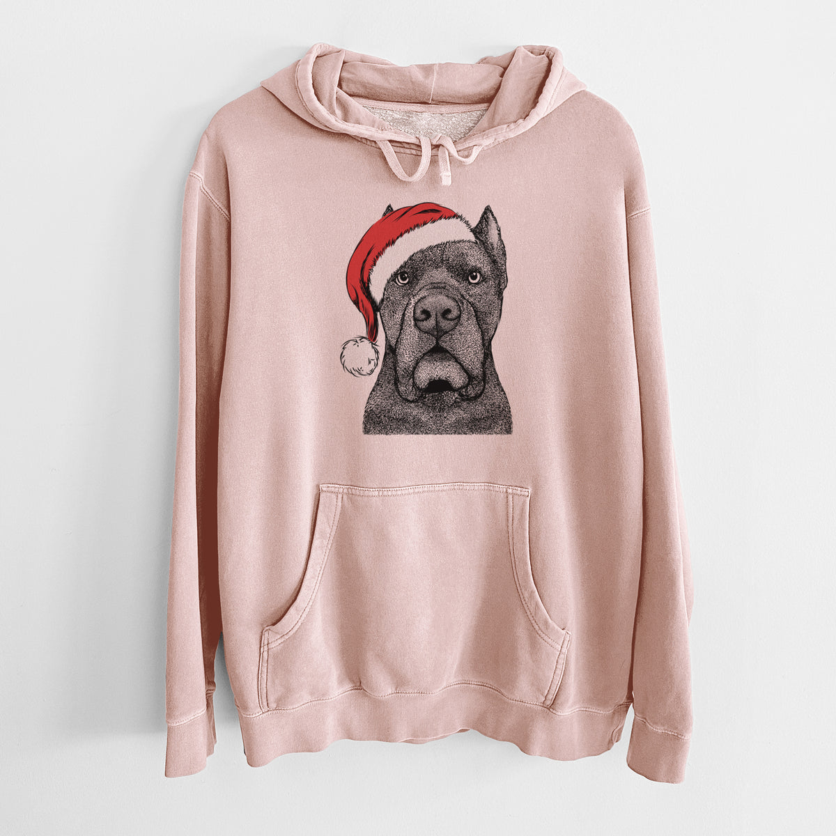 Santa Hat Bruno the Cane Corso - Unisex Pigment Dyed Hoodie
