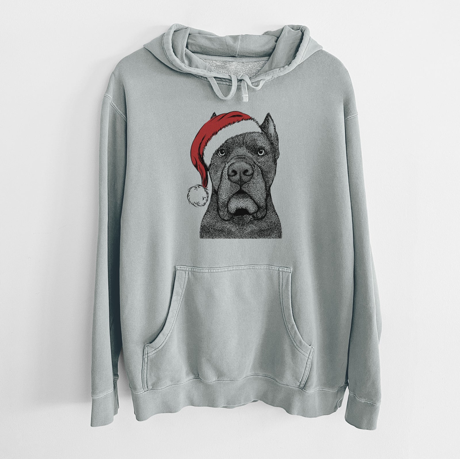 Santa Hat Bruno the Cane Corso - Unisex Pigment Dyed Hoodie