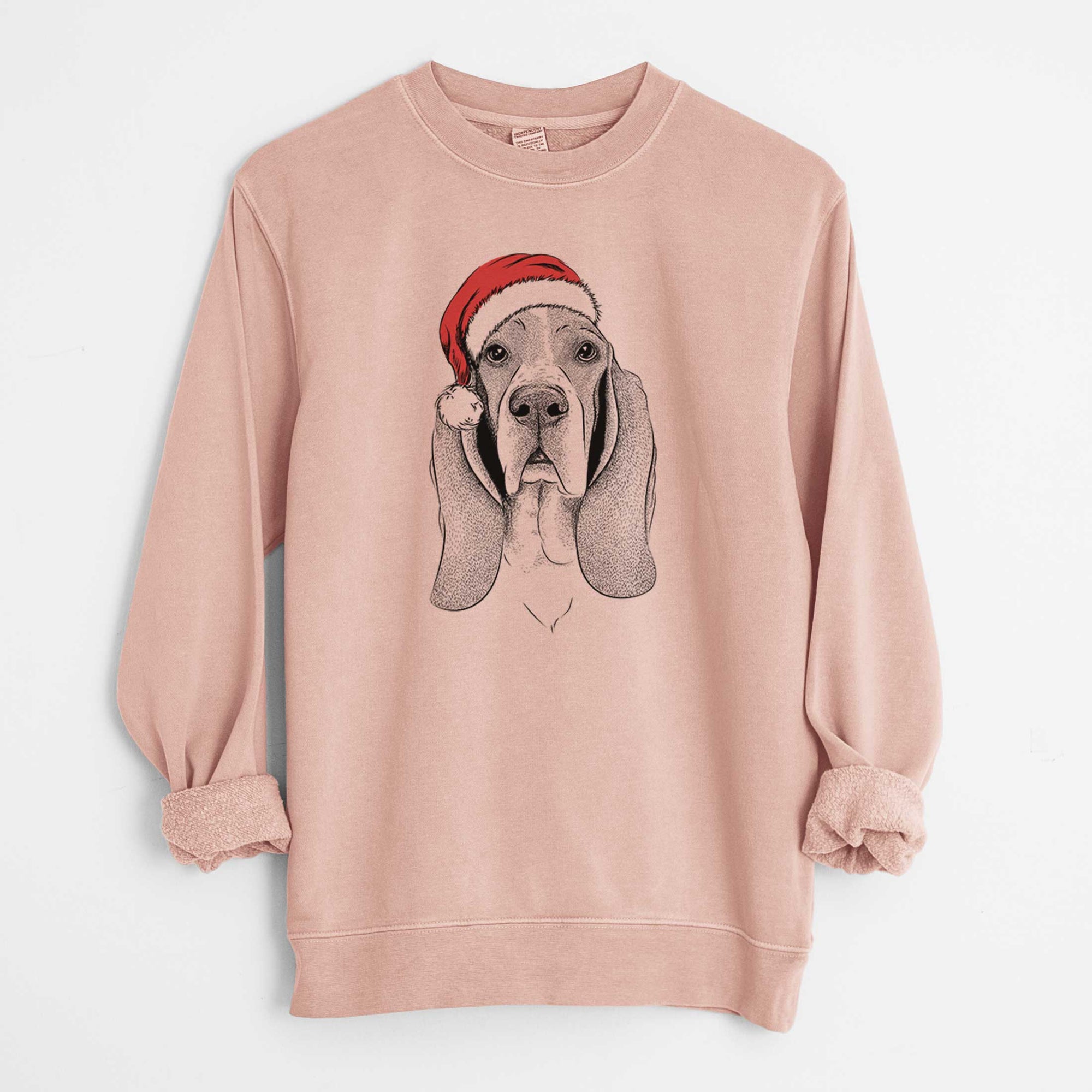 Santa Buckley the Basset Hound - Unisex Pigment Dyed Crew Sweatshirt